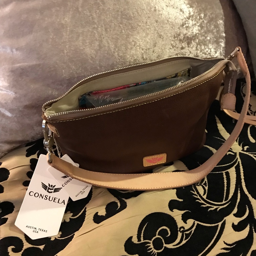 Small Brown Leather Pebble Tote by Consuela